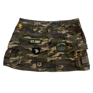 Zoey Beth Military Camo Y2K Army‎ Inspired Cargo Grunge Mini Skirt Size L